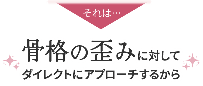 骨格の歪みに対してダイレクトにアプローチするから